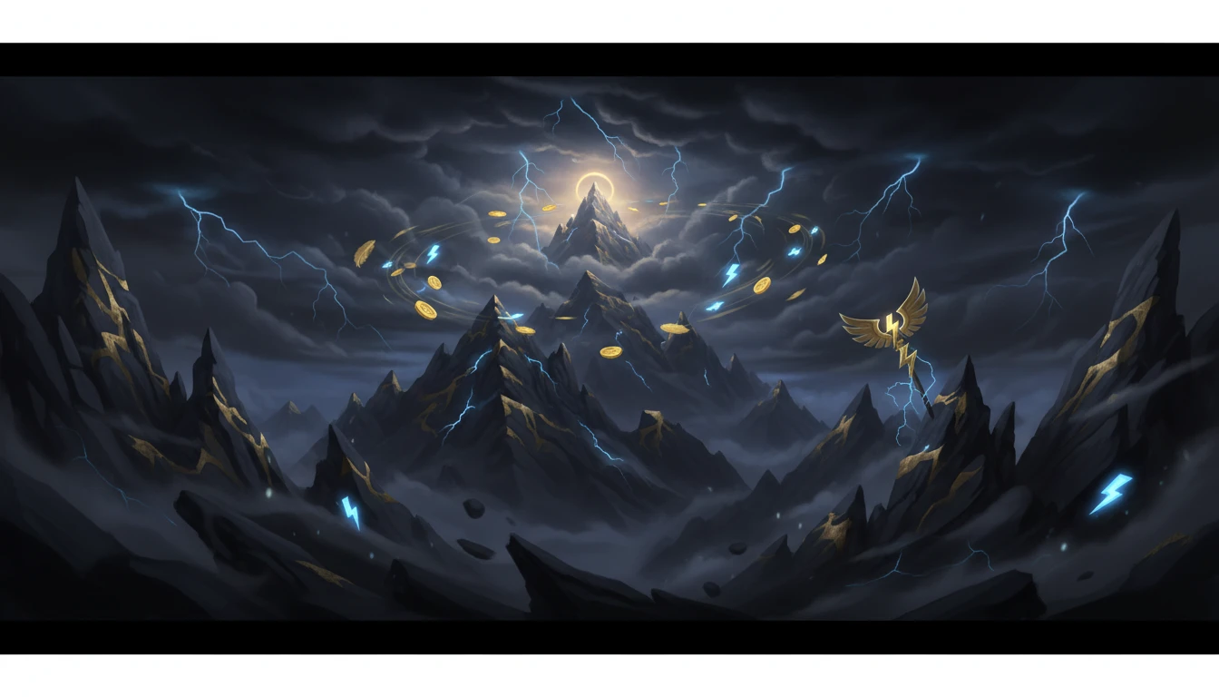 Stormy mountain peak symbolising a rare top payout ceiling